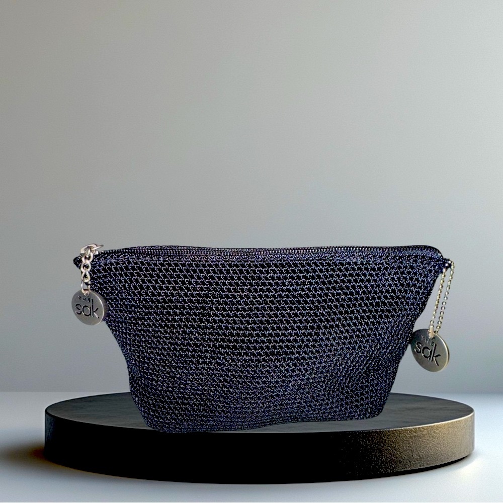 The Sak Black Cosmetic Bag with Textured Design